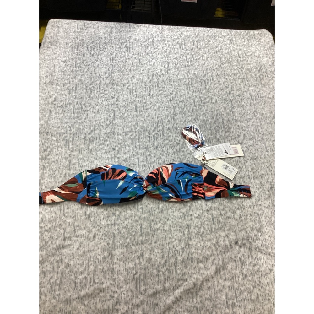 CALIA Womens XS Twisted Bandeau Bikini Top Terrarium Blue Floral WSA12423PRTSP23